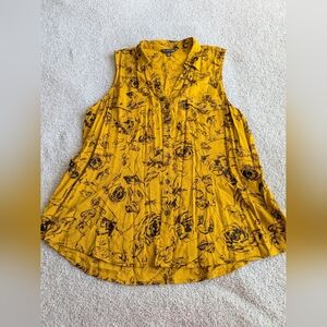 B2G1 3/$20 Rock & Republic Yellow Floral Sleeveless Blouse